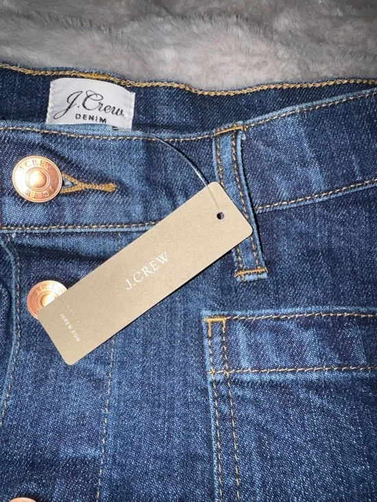 J. Crew High-Rise Dark Blue Denim Pencil Skirt with Front Buttons - Picture 5 of 14